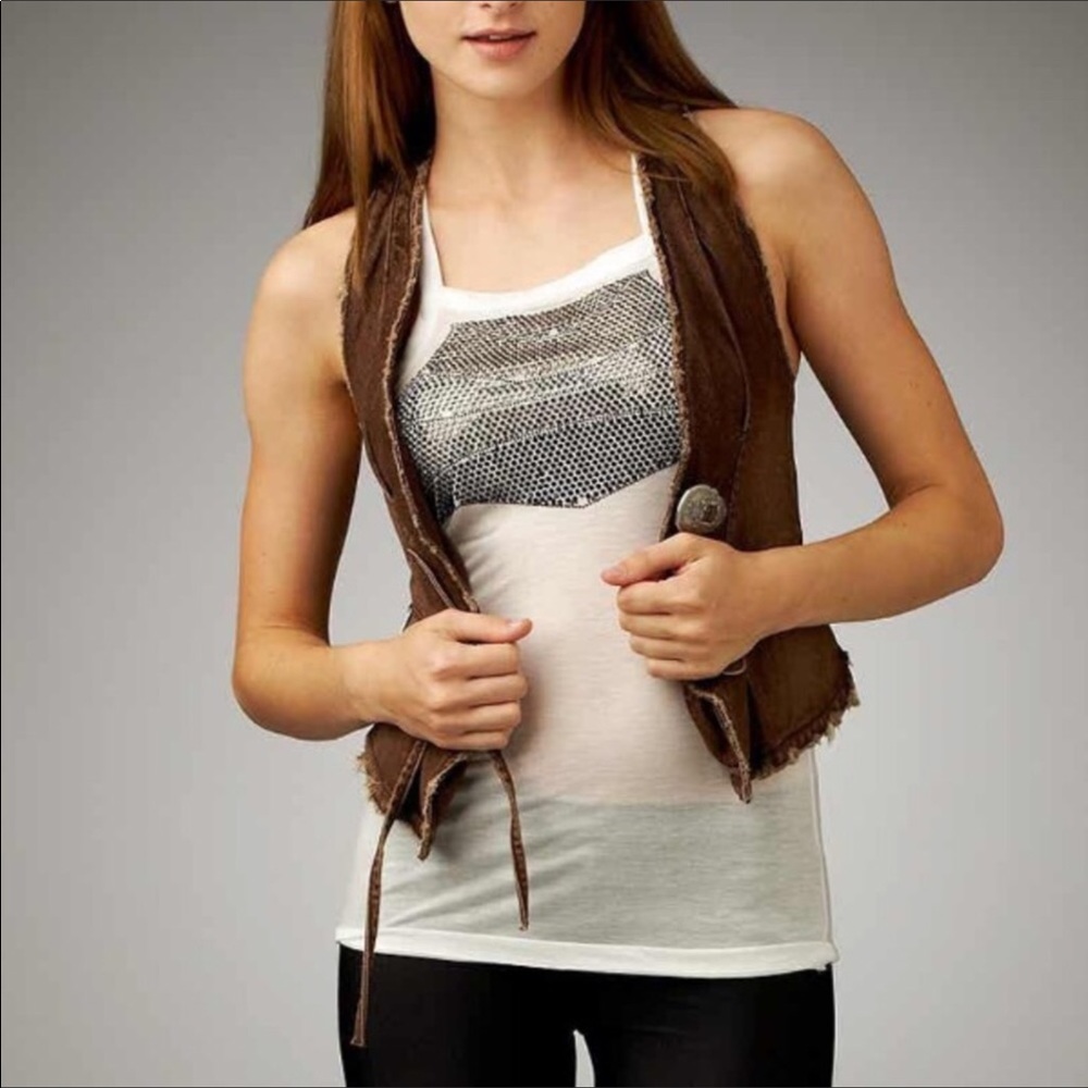 Thomas Wylie Brown Studded Skull Button Vest XS - Picture 8 of 8